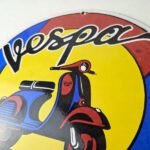 Vintage Vespa Sign – Parking Only Gas Service Station Porcelain Advertising Sign - Image 12