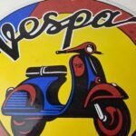 Vintage Vespa Sign – Parking Only Gas Service Station Porcelain Advertising Sign - Image 3