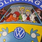 Vintage Volkswagen Sign – Porcelain VW Bus Service Scooby Doo Gas Sign - Image 3