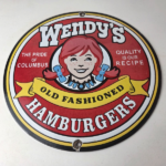 Vintage Wendy's Hamburgers Sign – Quality Old Fast Food Porcelain Gas Pump Sign - Image 15