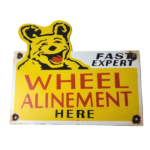 Vintage Wheel Alinement Sign – Auto Tires Sales Service Gas Pump Porcelain Sign - Image 2