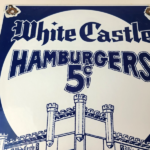 Vintage White Castle Porcelain Sign – Food Burgers Restaurant Drive Thru Sign - Image 3