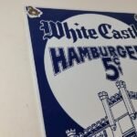 Vintage White Castle Porcelain Sign – Food Burgers Restaurant Drive Thru Sign - Image 5