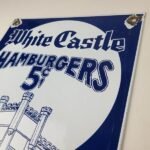 Vintage White Castle Porcelain Sign – Food Burgers Restaurant Drive Thru Sign - Image 8