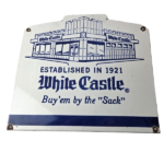 Vintage White Castle Sign – Fast Food Burgers Porcelain Advertising Gas Sign