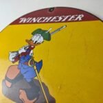 Vintage Winchester Porcelain Sign – Disney Duck Shot Gun Shells Gas Pump Sign - Image 12