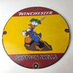 Vintage Winchester Porcelain Sign – Disney Duck Shot Gun Shells Gas Pump Sign - Image 15
