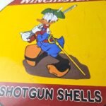 Vintage Winchester Porcelain Sign – Disney Duck Shot Gun Shells Gas Pump Sign - Image 4