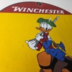 Vintage Winchester Porcelain Sign – Disney Duck Shot Gun Shells Gas Pump Sign - Image 5