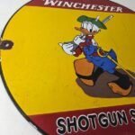 Vintage Winchester Porcelain Sign – Disney Duck Shot Gun Shells Gas Pump Sign - Image 6