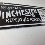 Vintage Winchester Rifles Sign – Porcelain Repeating Guns Bought Sold Trade Sign - Image 11