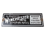 Vintage Winchester Rifles Sign – Porcelain Repeating Guns Bought Sold Trade Sign - Image 2