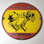 Vintage Winchester Sign – Reindeer Rifles & Shotguns Gas Pump Porcelain Sign - Image 12