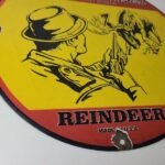 Vintage Winchester Sign – Reindeer Rifles & Shotguns Gas Pump Porcelain Sign - Image 7