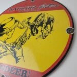 Vintage Winchester Sign – Reindeer Rifles & Shotguns Gas Pump Porcelain Sign - Image 9