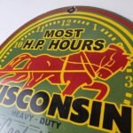 Vintage Wisconsin Engines Sign – Gas Pump Plate Automobiles Porcelain Sign - Image 12