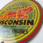Vintage Wisconsin Engines Sign – Gas Pump Plate Automobiles Porcelain Sign - Image 13