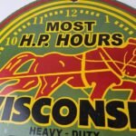 Vintage Wisconsin Engines Sign – Gas Pump Plate Automobiles Porcelain Sign - Image 3