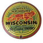 Vintage Wisconsin Engines Sign – Gas Pump Plate Automobiles Porcelain Sign