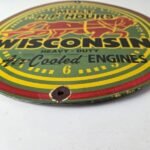 Vintage Wisconsin Engines Sign – Gas Pump Plate Automobiles Porcelain Sign - Image 10