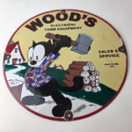 Vintage Wood's Farm Equipment Sign – Felix the Cat Gas Auto Pump Porcelain Sign - Image 15