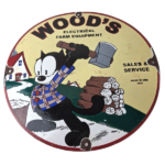 Vintage Wood's Farm Equipment Sign – Felix the Cat Gas Auto Pump Porcelain Sign - Image 2