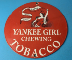 Vintage Yankee Girl Tobacco Sign – Chewing Gas Pump Plate Porcelain Sign - Image 2