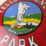 Vintage Yellowstone National Park Sign – Old Faithful Gas Pump Porcelain Ad Sign - Image 4