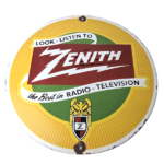 Vintage Zenith Radio Television Sign – TV Advertising Porcelain Gas Sign - Image 2